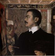 Franz von Stuck Self-Portrait at the Easel Germany oil painting artist